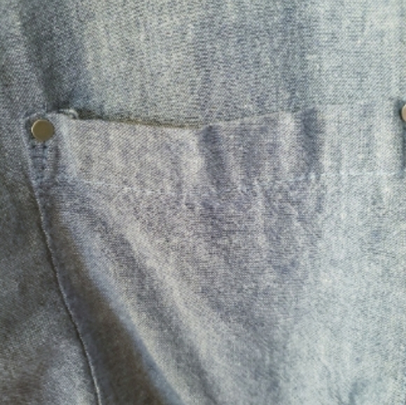 𝅺JAQULINE Denim Look Shirt Dress/Tunic‎ Pocket Front Long Sleeve Womens Size XL - Picture 7 of 12